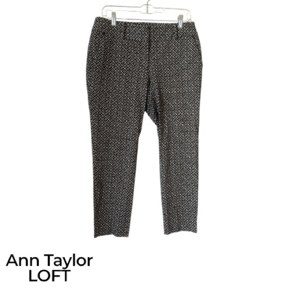 LOFT Pants - ANN TAYLOR LOFT  Julie Skinny Black Patterned Pants Size 6   #Y